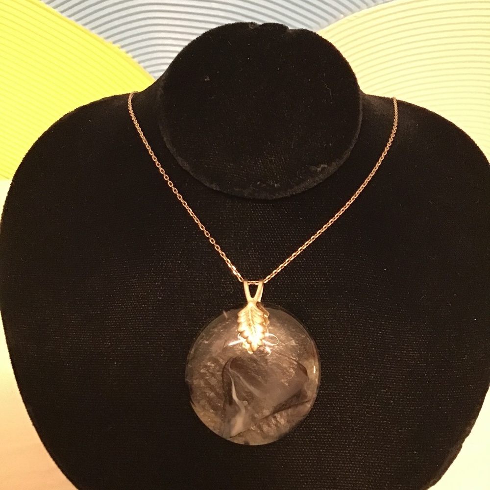 925 silver leaf stone glass necklace